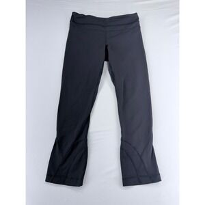 Lululemon Black Align Crop Leggings Mesh Panel Athleisure Size 4